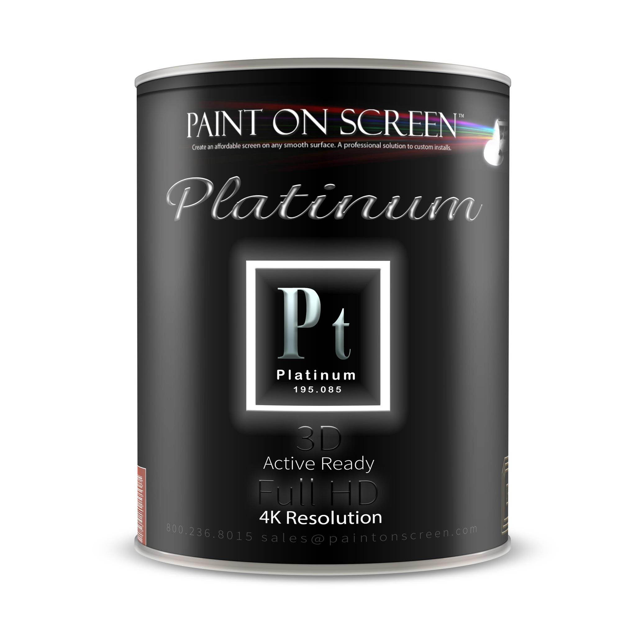 Projector Screen Paint - Platinum w/Silver and Diamond - 2.0 Gain - 3D Capable and 4K Ready - Gallon