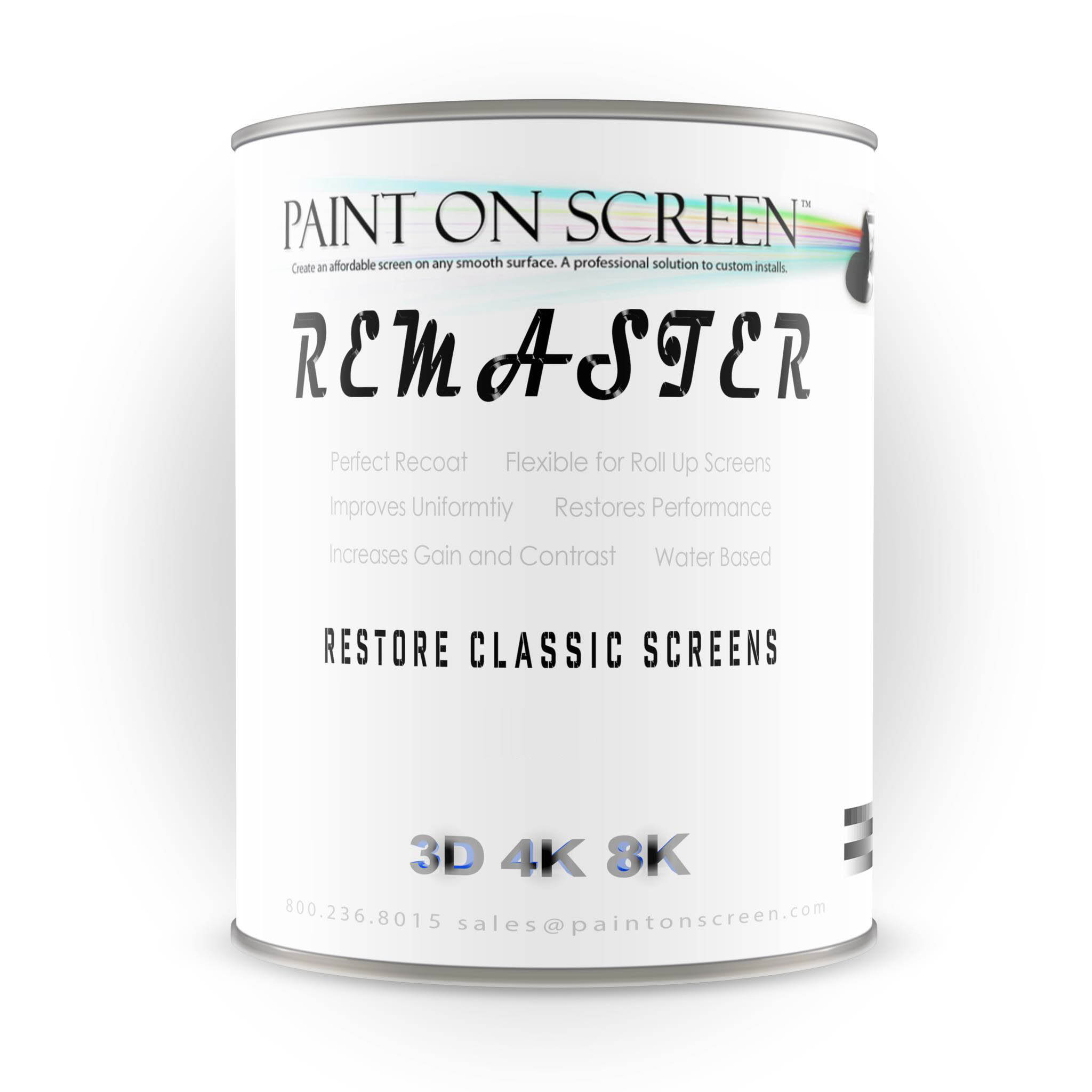 Projector Screen Paint - Remaster Vinyl Screen - Restore and Renew - Silver - Gallon