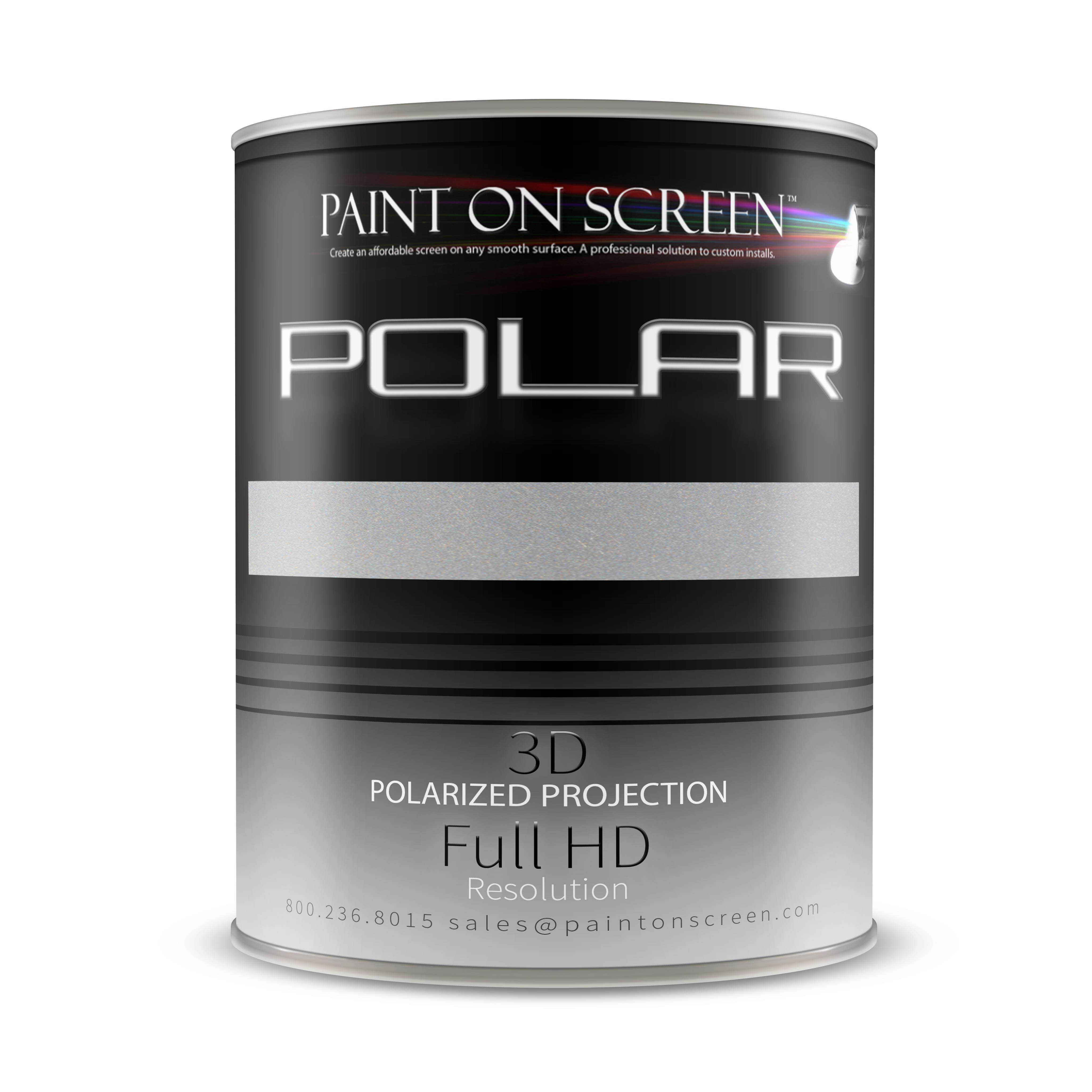 Projector Screen Paint - Polar Silver with 2.6 Gain-HD 1080P, 3D Capable and 4K Ready-Quart