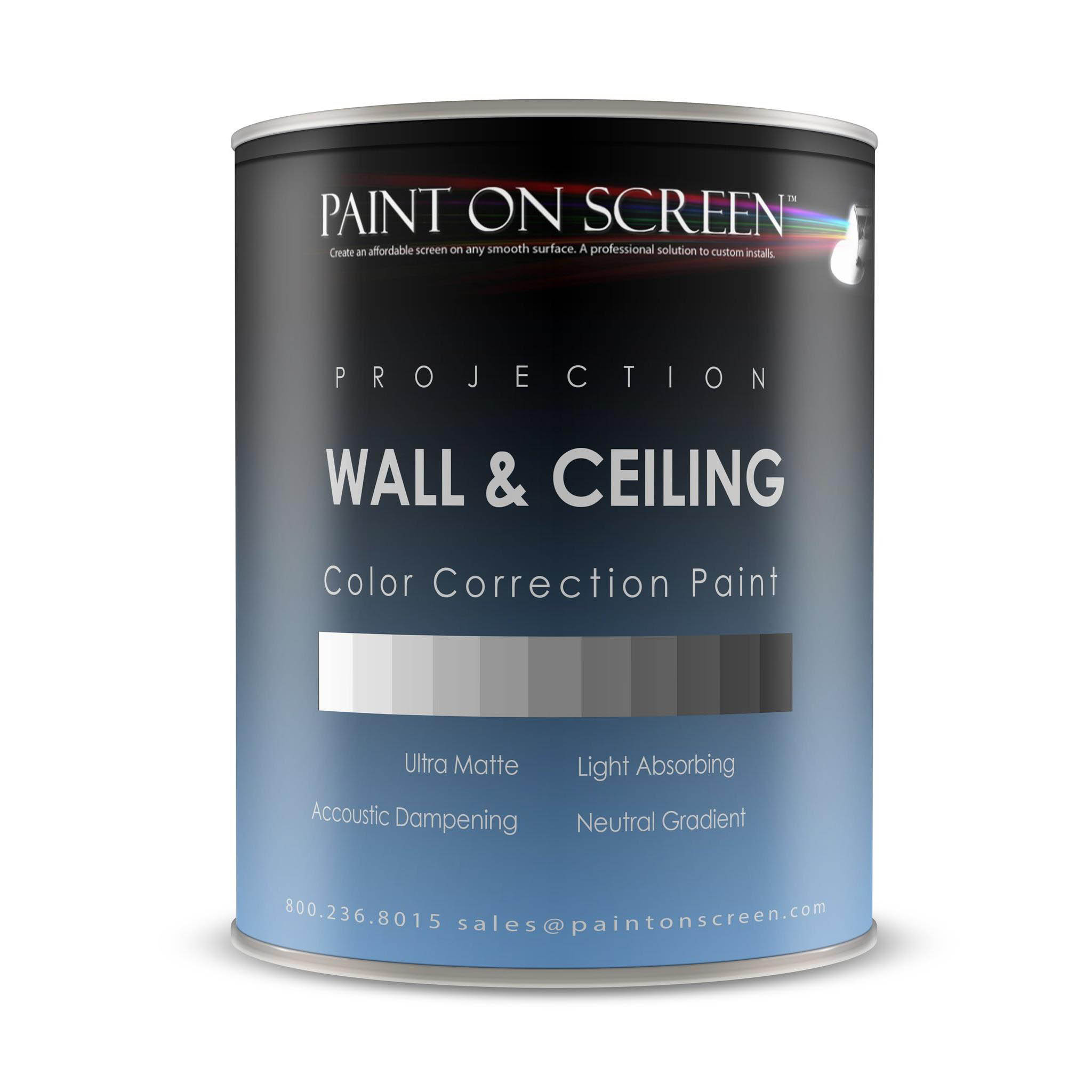 Projector Screen Paint - Wall/Ceiling Ambient Light Rejecting Acoustic Dampening - White - Gallon