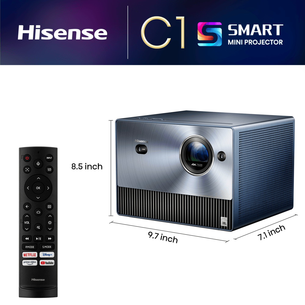 Hisense Cube C1 Smart Mini Projector 4K UHD Portable Triple Laser w/  Built-In Speakers 1600 ANSI Lumens - Hisense Hisense-C1
