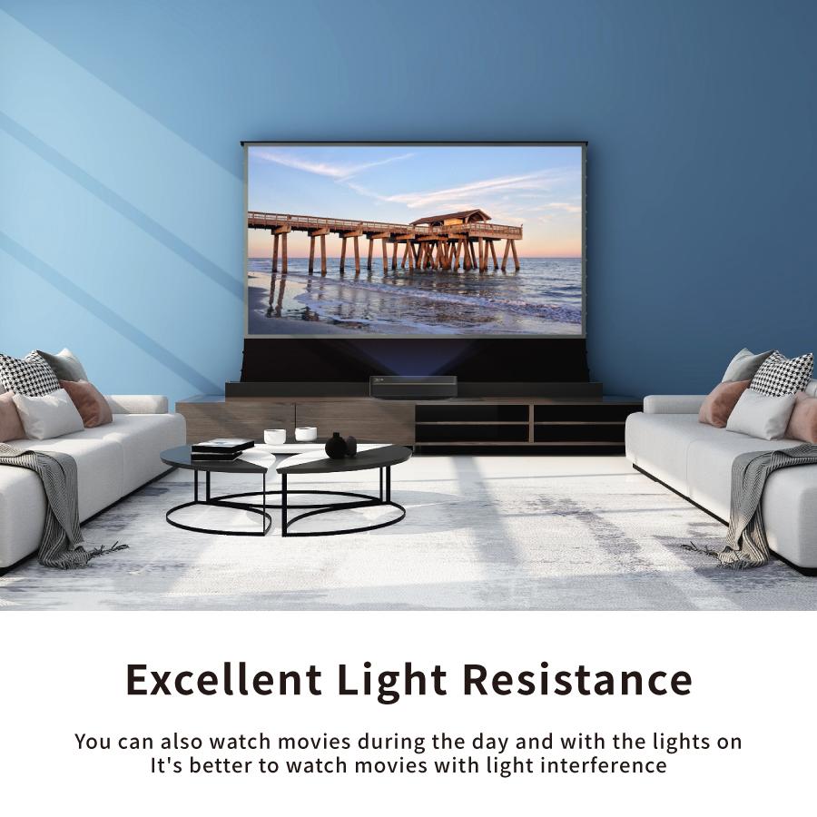 VIVIDSTORM Stand Floor Motorized Electric Screen UHD Laser TV Home Theater Projector 120 inch Ambient Light Rejecting Screen Movie or Office Presentation Portable Video Screen VMDSTUST120H 
